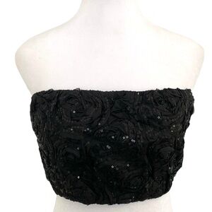 Forever 21 Black Sequins Floral Back Zip Tube Top